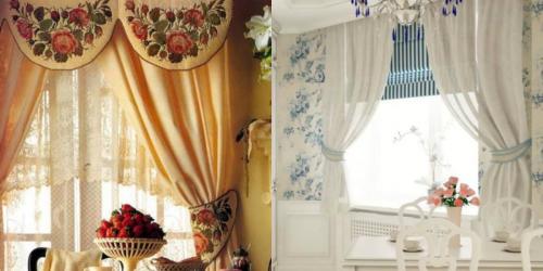 Кухонные занавески в стиле кантри. Из какого материала шьют занавески на кухню в стиле кантри 05