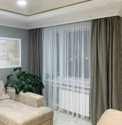 Тюль в гостиную в современном стиле. Дизайн интерьера с белым тюлем