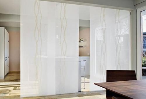 Японские панели-шторы в интерьере квартиры. Японские шторы для кухни: практичность и хороший вкус (18 фото) 04 Японские панели-шторы в интерьере квартиры. Японские шторы для кухни: практичность и хороший вкус (18 фото) 04